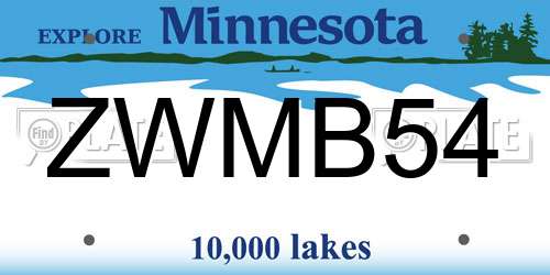 ZWMB54 Minnesota License Plate