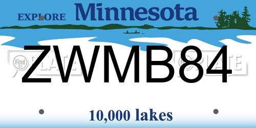 ZWMB84 Minnesota License Plate