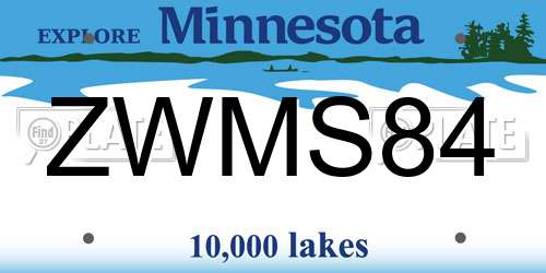 ZWMS84 Minnesota License Plate