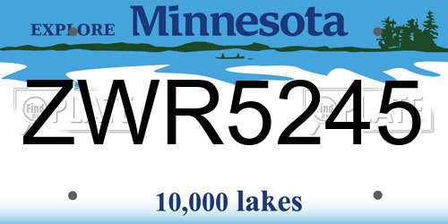 ZWR5245 Minnesota License Plate