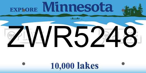 ZWR5248 Minnesota License Plate