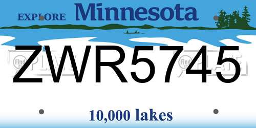 ZWR5745 Minnesota License Plate