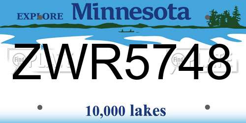 ZWR5748 Minnesota License Plate