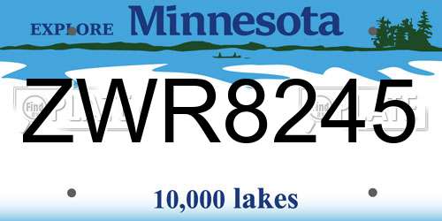ZWR8245 Minnesota License Plate
