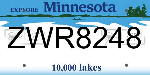 ZWR8248 Minnesota License Plate