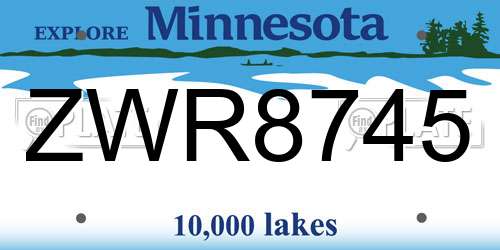 ZWR8745 Minnesota License Plate