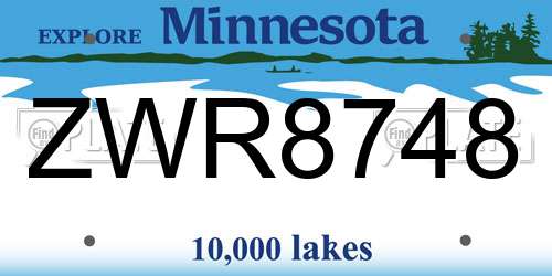 ZWR8748 Minnesota License Plate