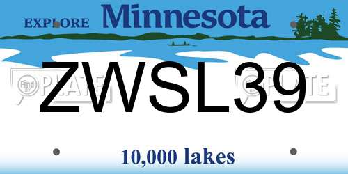 ZWSL39 Minnesota License Plate