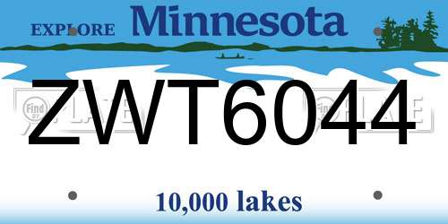 ZWT6044 Minnesota License Plate