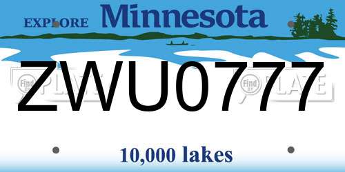 ZWU0777 Minnesota License Plate