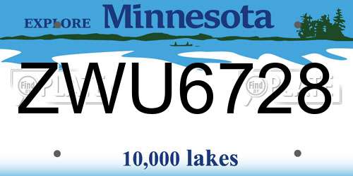 ZWU6728 Minnesota License Plate