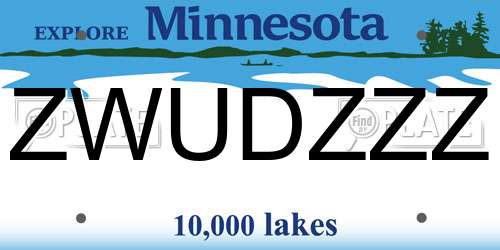 ZWUDZZZ Minnesota License Plate