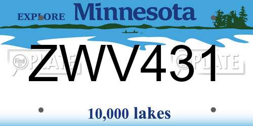 ZWV431 Minnesota License Plate