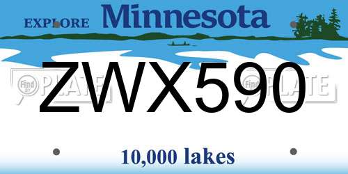 ZWX590 Minnesota License Plate