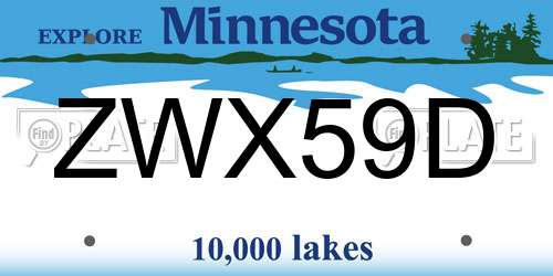 ZWX59D Minnesota License Plate