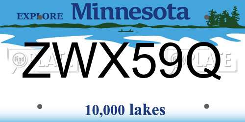 ZWX59Q Minnesota License Plate