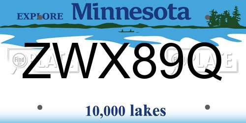 ZWX89Q Minnesota License Plate