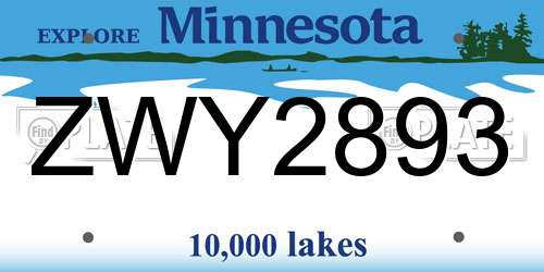 ZWY2893 Minnesota License Plate