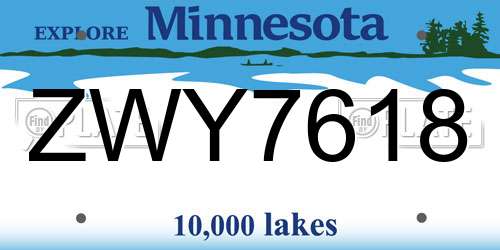 ZWY7618 Minnesota License Plate