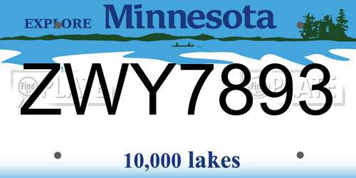 ZWY7893 Minnesota License Plate