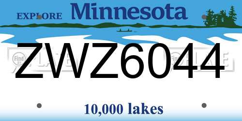 ZWZ6044 Minnesota License Plate