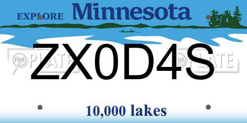 ZX0D4S Minnesota License Plate