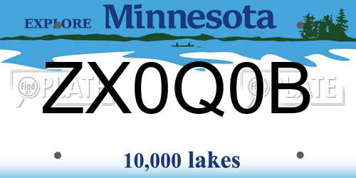 ZX0Q0B Minnesota License Plate