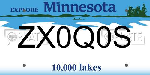 ZX0Q0S Minnesota License Plate
