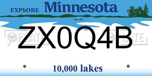 ZX0Q4B Minnesota License Plate