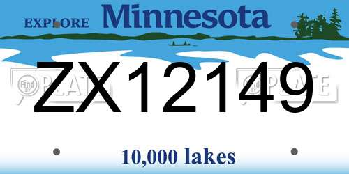 ZX12149 Minnesota License Plate