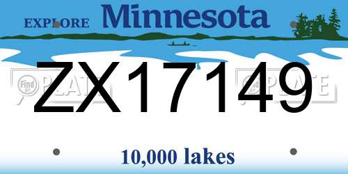 ZX17149 Minnesota License Plate
