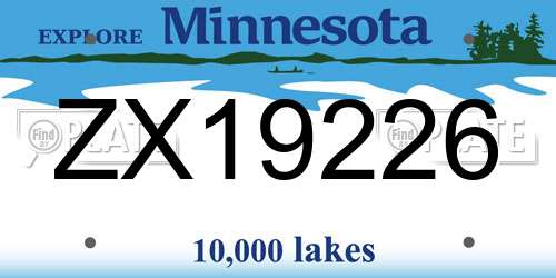 ZX19226 Minnesota License Plate
