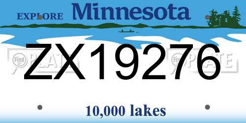 ZX19276 Minnesota License Plate