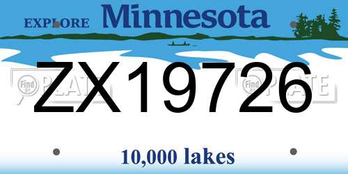 ZX19726 Minnesota License Plate