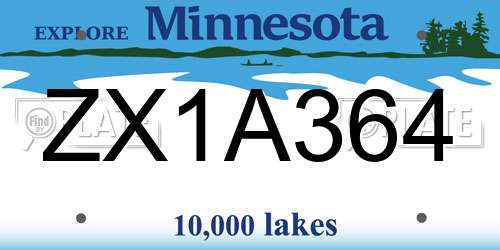 ZX1A364 Minnesota License Plate