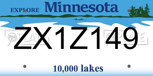 ZX1Z149 Minnesota License Plate