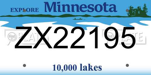 ZX22195 Minnesota License Plate