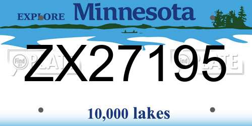 ZX27195 Minnesota License Plate