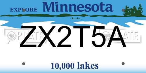 ZX2T5A Minnesota License Plate