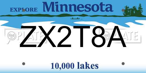 ZX2T8A Minnesota License Plate