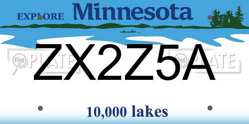 ZX2Z5A Minnesota License Plate