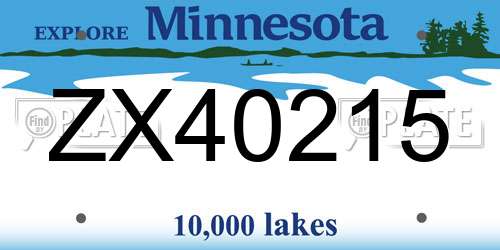 ZX40215 Minnesota License Plate