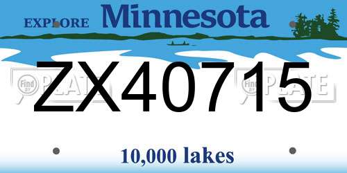 ZX40715 Minnesota License Plate