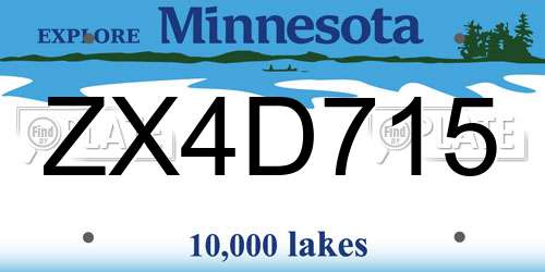 ZX4D715 Minnesota License Plate
