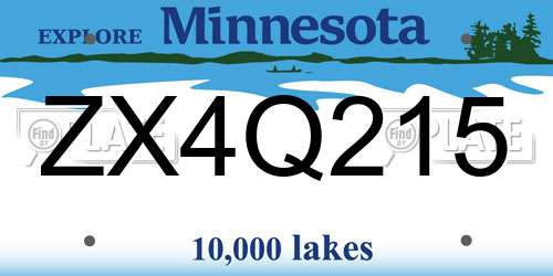 ZX4Q215 Minnesota License Plate