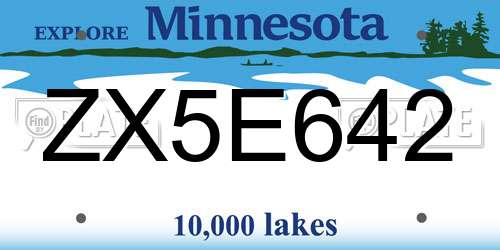 ZX5E642 Minnesota License Plate