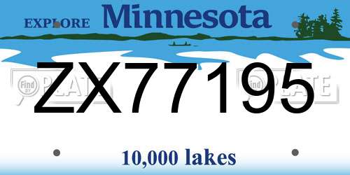 ZX77195 Minnesota License Plate
