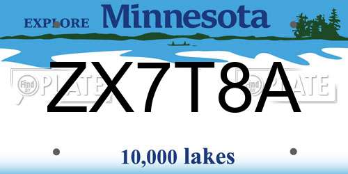ZX7T8A Minnesota License Plate