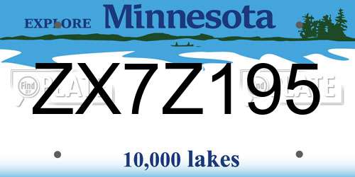 ZX7Z195 Minnesota License Plate