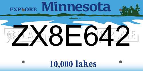 ZX8E642 Minnesota License Plate